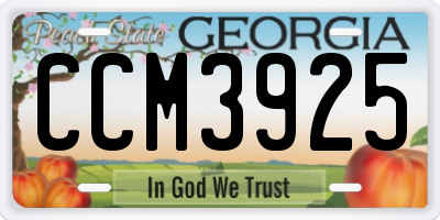 GA license plate CCM3925