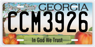 GA license plate CCM3926