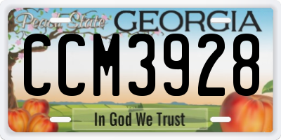 GA license plate CCM3928