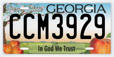 GA license plate CCM3929