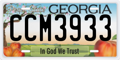GA license plate CCM3933