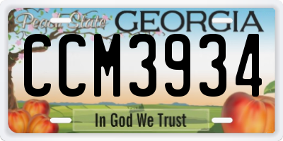 GA license plate CCM3934