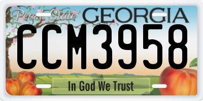 GA license plate CCM3958