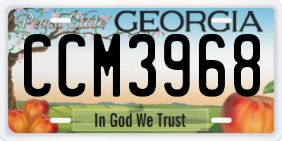 GA license plate CCM3968