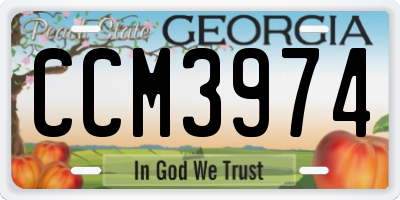 GA license plate CCM3974