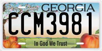 GA license plate CCM3981
