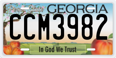 GA license plate CCM3982
