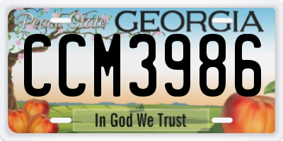 GA license plate CCM3986