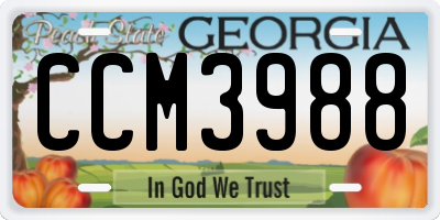 GA license plate CCM3988