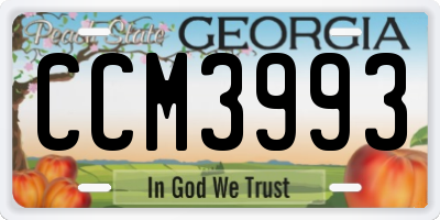 GA license plate CCM3993