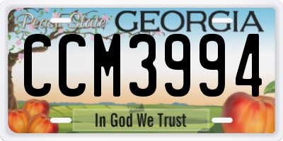 GA license plate CCM3994