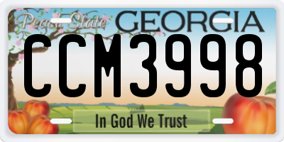 GA license plate CCM3998
