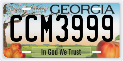 GA license plate CCM3999