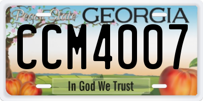 GA license plate CCM4007