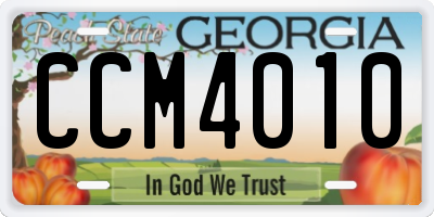 GA license plate CCM4010