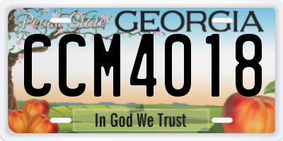 GA license plate CCM4018