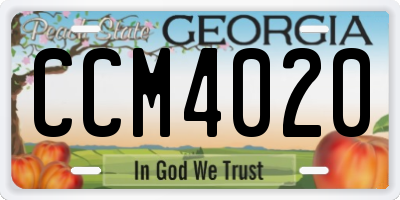 GA license plate CCM4020