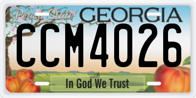 GA license plate CCM4026