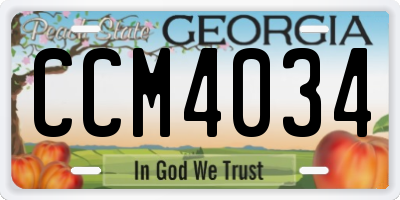 GA license plate CCM4034