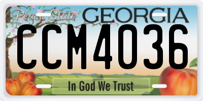 GA license plate CCM4036