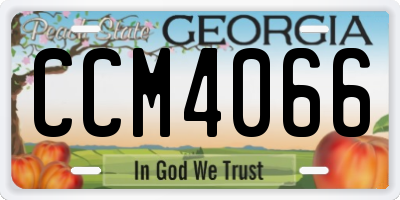 GA license plate CCM4066