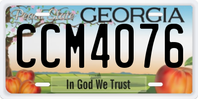 GA license plate CCM4076