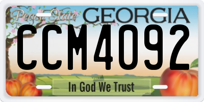 GA license plate CCM4092
