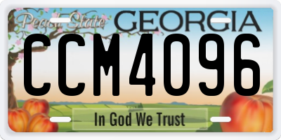 GA license plate CCM4096