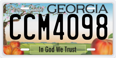 GA license plate CCM4098