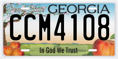 GA license plate CCM4108