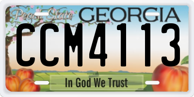 GA license plate CCM4113