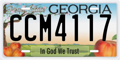 GA license plate CCM4117
