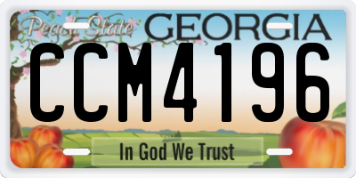 GA license plate CCM4196