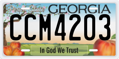 GA license plate CCM4203