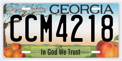 GA license plate CCM4218