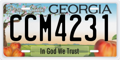 GA license plate CCM4231