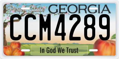 GA license plate CCM4289