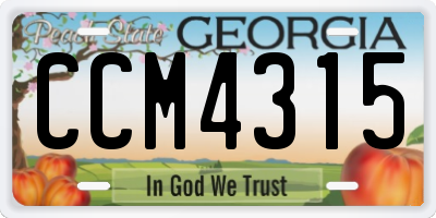 GA license plate CCM4315