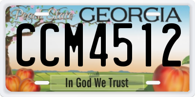 GA license plate CCM4512