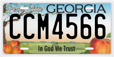 GA license plate CCM4566