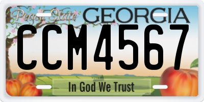 GA license plate CCM4567