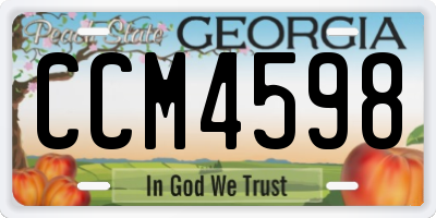 GA license plate CCM4598