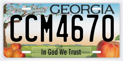 GA license plate CCM4670