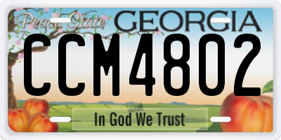 GA license plate CCM4802