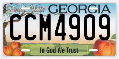 GA license plate CCM4909