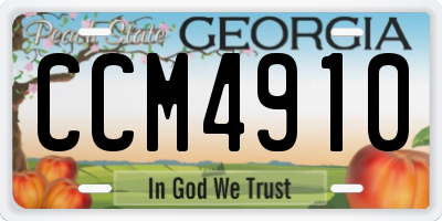 GA license plate CCM4910