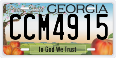 GA license plate CCM4915