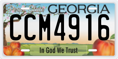 GA license plate CCM4916