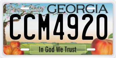GA license plate CCM4920