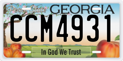 GA license plate CCM4931